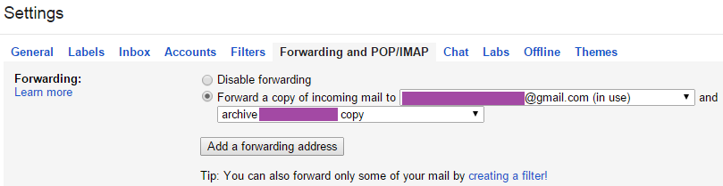 Forward your email to the Gmail account