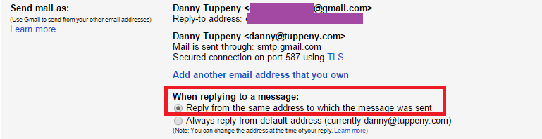 Ensure replies are sent from the email address that received them