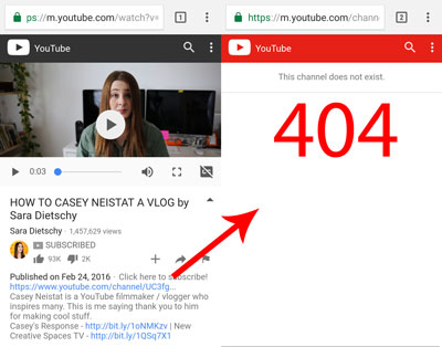 404 from Sara's YouTube video