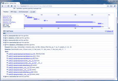 Appstats API call statistics