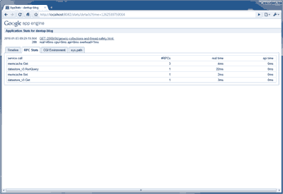 Appstats API call summary